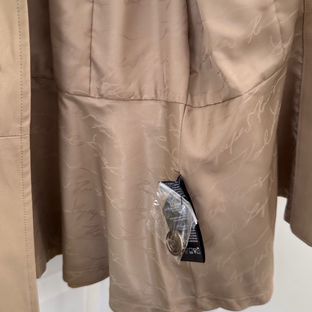 Karl Lagerfeld Paris Double-Breasted Peplum Trench Jacket - Size Large - Picture 11 of 15